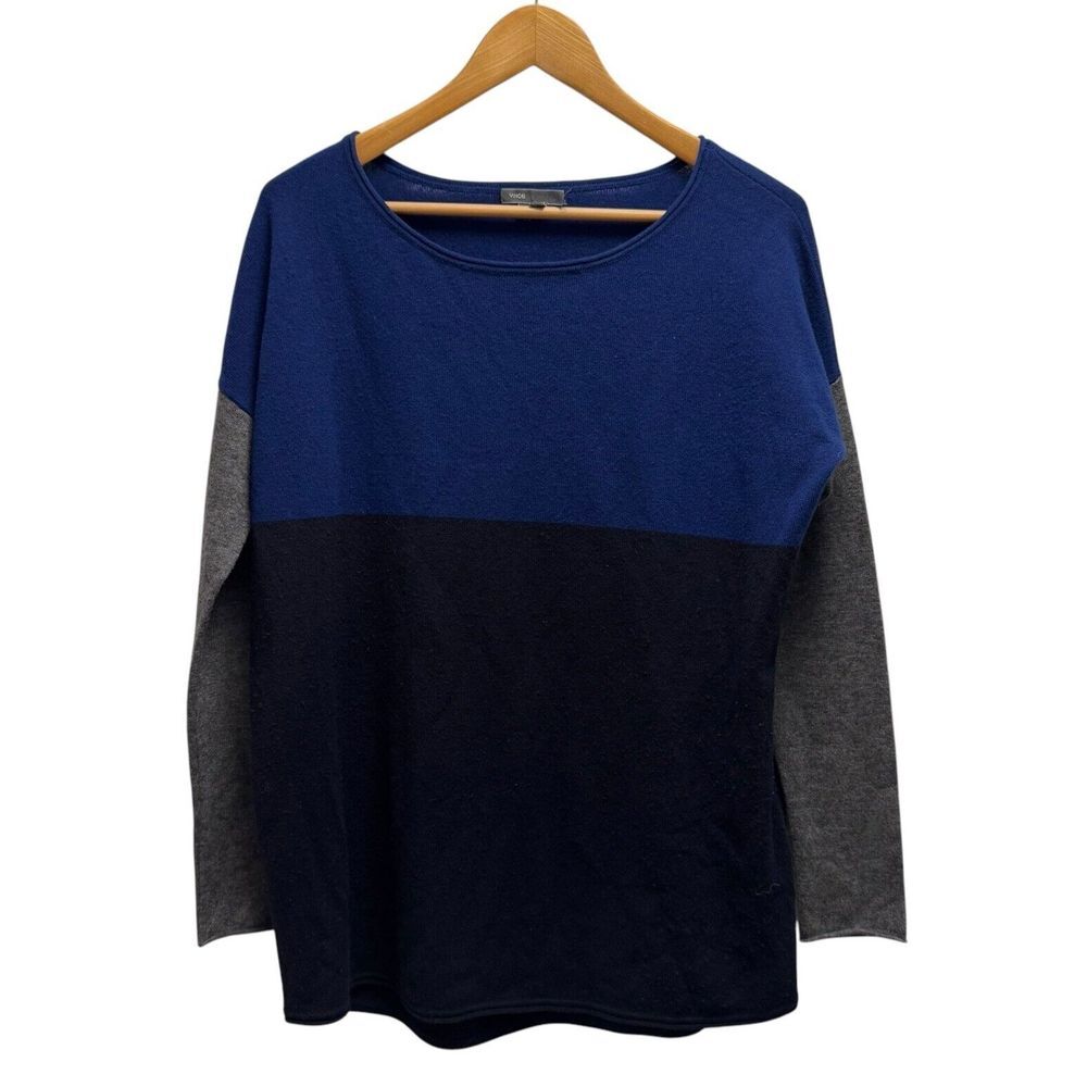 Vince Women's Sz Small Pullover Blue/Gray Wool/Cashmere Knit Long Sleeve Sweater